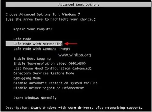 Safe Mode در حالت شبکه Safe Mode در حالت شبکه